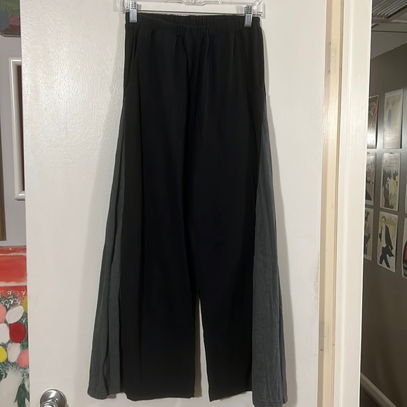 Palma Leone black/gray elastic waist wide leg pants - Picture 1 of 9